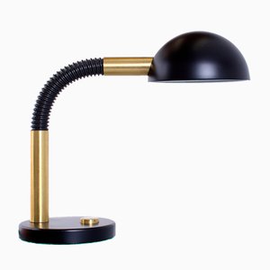 Large Adjustable Black and Brass Desk Lamp by Hillebrand, 1970s-XT-2031474