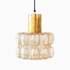 Large Amber Diamond Glass Ceiling Light by Helena Tynell for Limburg, Germany, 1960s-BMM-1720611