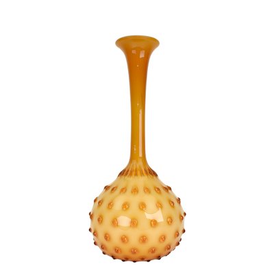 Large Amber Empoli Cased Glass Hobnail Vase-HJP-1807864