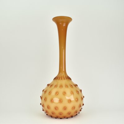 Large Amber Empoli Cased Glass Hobnail Vase-HJP-1807864