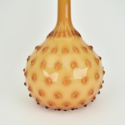 Large Amber Empoli Cased Glass Hobnail Vase-HJP-1807864