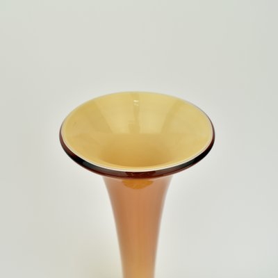 Large Amber Empoli Cased Glass Hobnail Vase-HJP-1807864