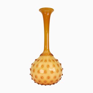 Large Amber Empoli Cased Glass Hobnail Vase-HJP-1807864