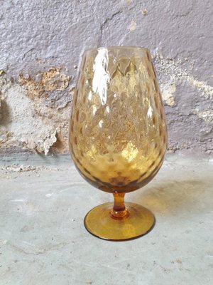 Large Amber Glass Bowl-AIU-1156383