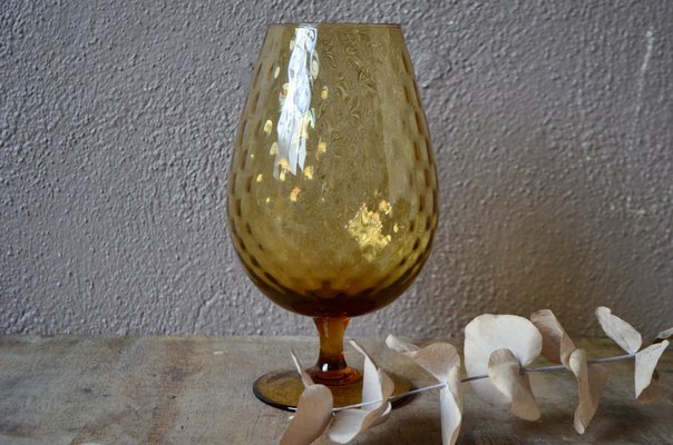 Large Amber Glass Bowl-AIU-1156383