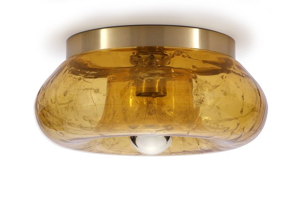 Large Amber Glass Wall & Ceiling Lamp from Doria Leuchten, 1970s-QBR-988025