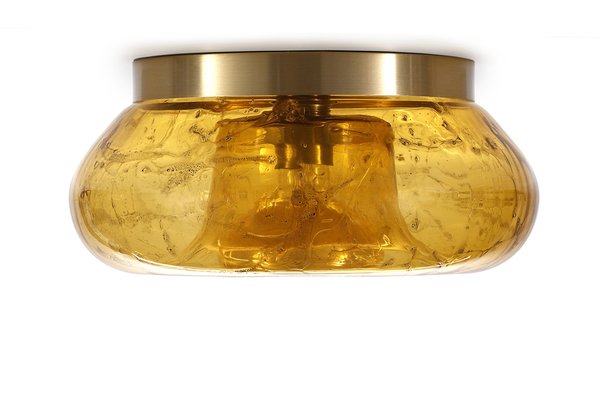 Large Amber Glass Wall & Ceiling Lamp from Doria Leuchten, 1970s-QBR-988025