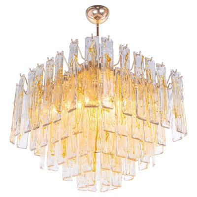 Large Amber Murano Glass 13 Light Chandelier Pendant Lamp, 1970s-DEK-1094271