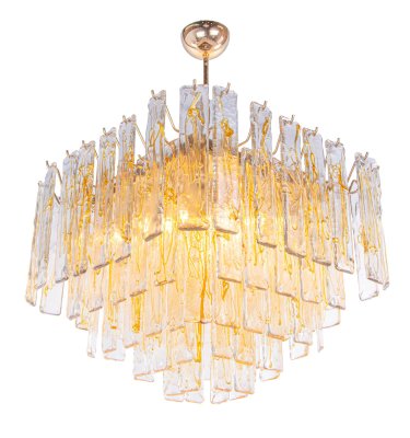 Large Amber Murano Glass 13 Light Chandelier Pendant Lamp, 1970s-DEK-1094271