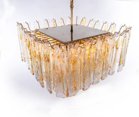 Large Amber Murano Glass 13 Light Chandelier Pendant Lamp, 1970s-DEK-1094271