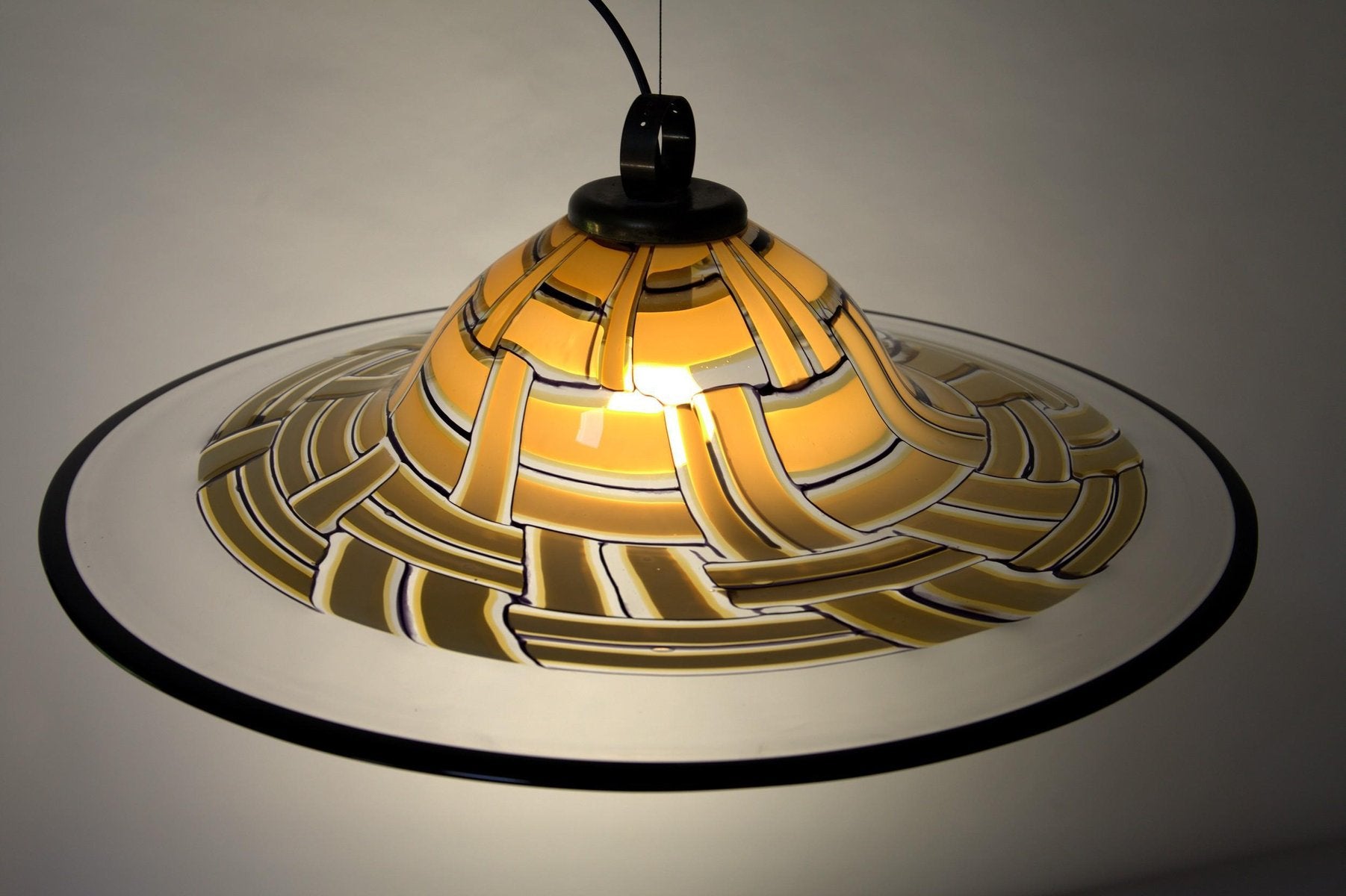 Large Amber Murano Incalmo Glass Ceiling Lamp from Barovier & Toso