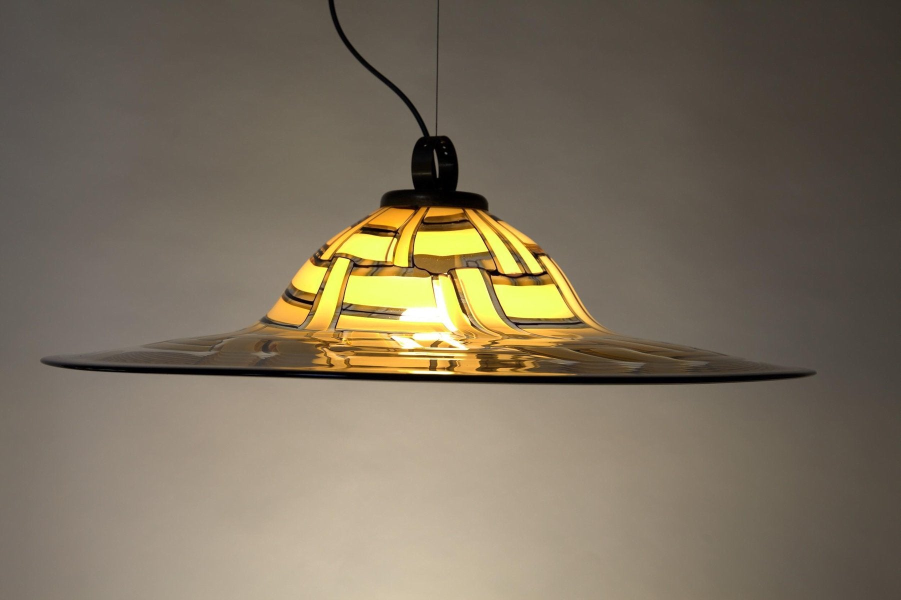 Large Amber Murano Incalmo Glass Ceiling Lamp from Barovier & Toso