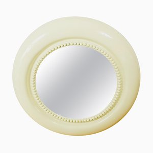 Large American Round Beige Wall Mirror, 1970s-PUK-617948