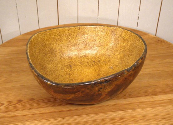 Large Amtique Swedish Folklore Birchwood Bowl-UDU-1807775