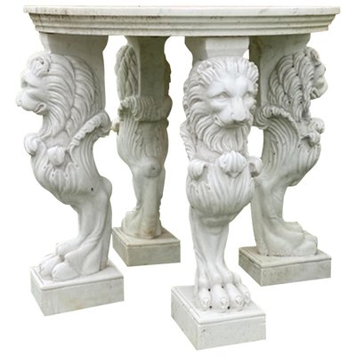 Large and Round Marble Table with Feet in the Shape of Lions, Italy-FGA-923796