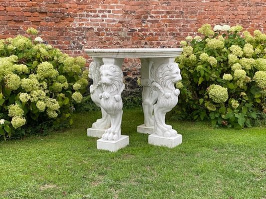 Large and Round Marble Table with Feet in the Shape of Lions, Italy-FGA-923796