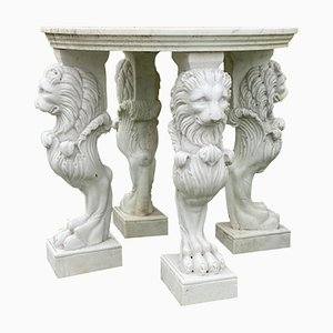 Large and Round Marble Table with Feet in the Shape of Lions, Italy-FGA-923796