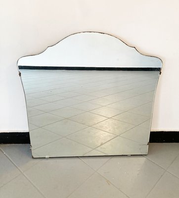 Large Andulated Mirror without Frame & Steel Hooks, 1950s-GGK-1100621