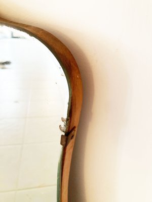 Large Andulated Mirror without Frame & Steel Hooks, 1950s-GGK-1100621