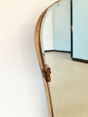 Large Andulated Mirror without Frame & Steel Hooks, 1950s-GGK-1100621