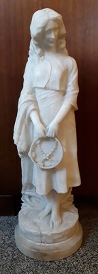 Large Antique Alabaster Figure of a Young Woman by Curriny, 1900s-HOI-685022