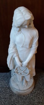 Large Antique Alabaster Figure of a Young Woman by Curriny, 1900s-HOI-685022