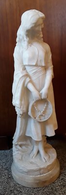 Large Antique Alabaster Figure of a Young Woman by Curriny, 1900s-HOI-685022