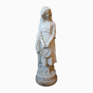 Large Antique Alabaster Figure of a Young Woman by Curriny, 1900s-HOI-685022