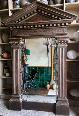 Large Antique Architectural Frame with Mirror-TDA-1376364