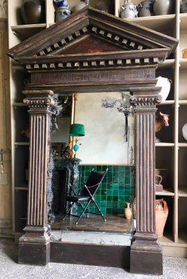 Large Antique Architectural Frame with Mirror-TDA-1376364