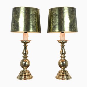 Large Antique Brass Table Lamps, 1950s, Set of 2-WZZ-847075