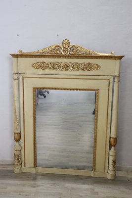 Large Antique Carved Gilded and Lacquered Wood Wall Mirror, 1800s-DCO-1100998