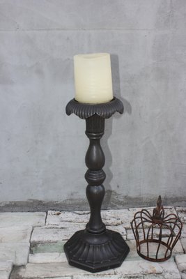 Large Antique Cast Iron Floor Candleholder-UWJ-1234434