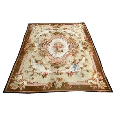 Large Antique Distressed Aubusson Flat Rug-YMM-1256075