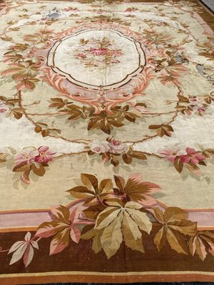 Large Antique Distressed Aubusson Flat Rug-YMM-1256075