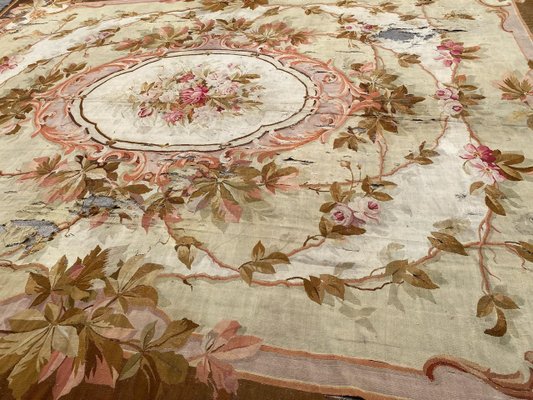 Large Antique Distressed Aubusson Flat Rug-YMM-1256075