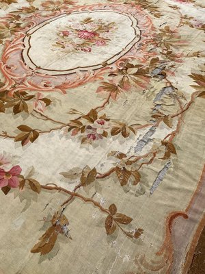 Large Antique Distressed Aubusson Flat Rug-YMM-1256075