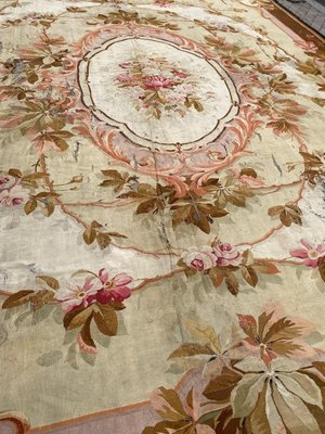 Large Antique Distressed Aubusson Flat Rug-YMM-1256075