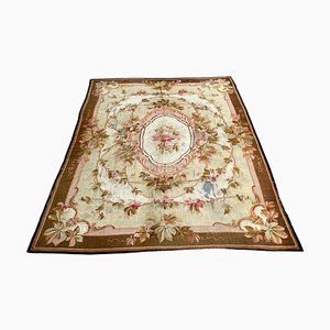 Large Antique Distressed Aubusson Flat Rug-YMM-1256075