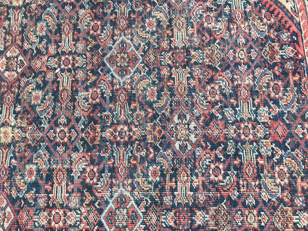 Large Antique Distressed Runner Mahal Hand Knotted Rug