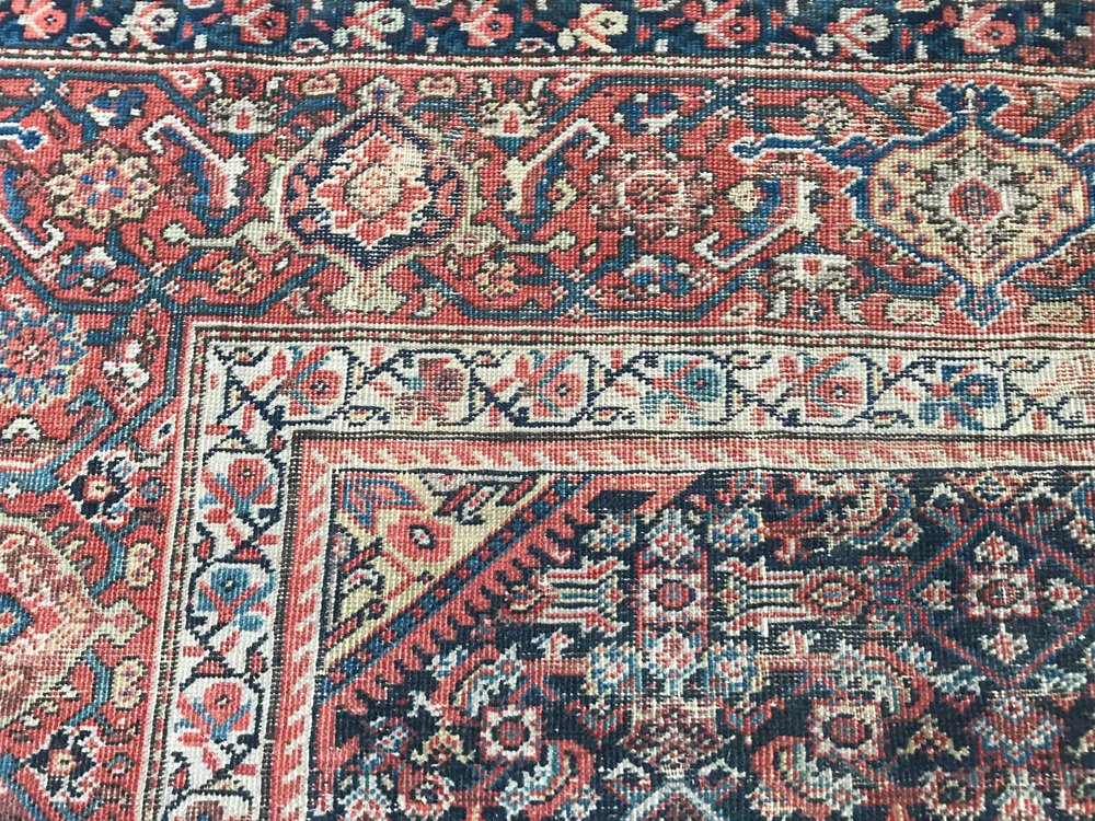 Large Antique Distressed Runner Mahal Hand Knotted Rug