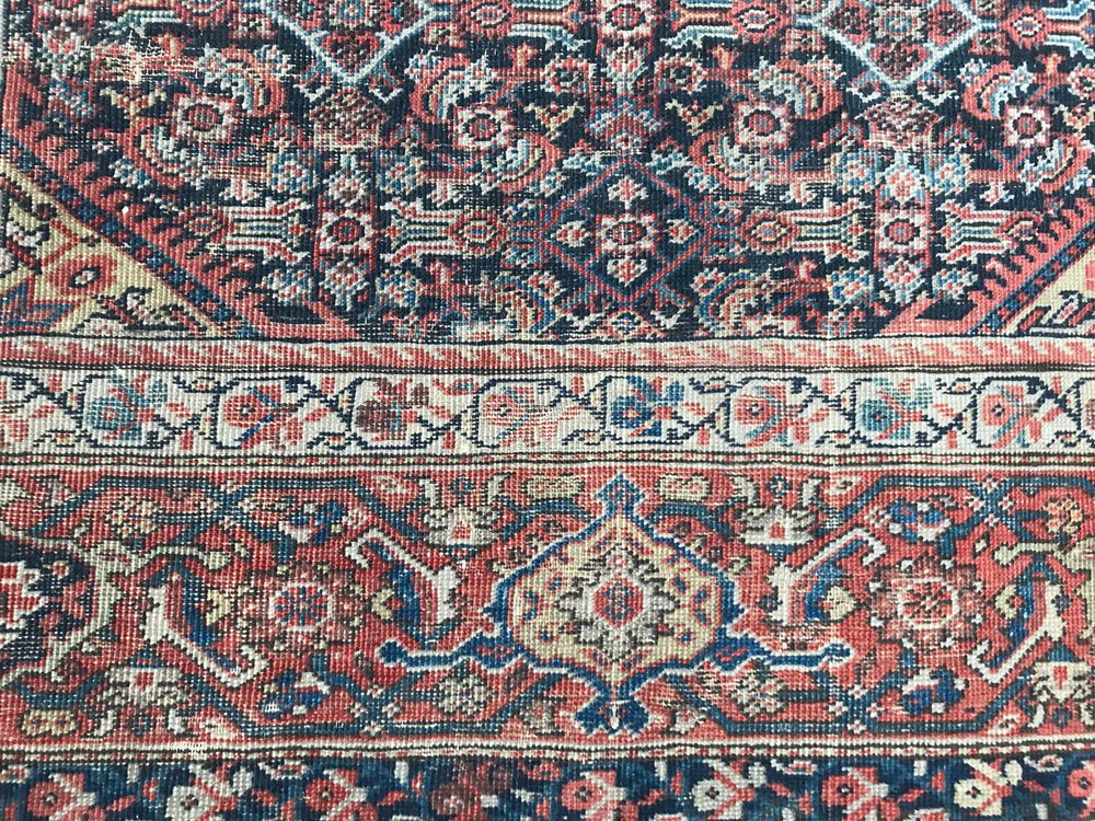 Large Antique Distressed Runner Mahal Hand Knotted Rug