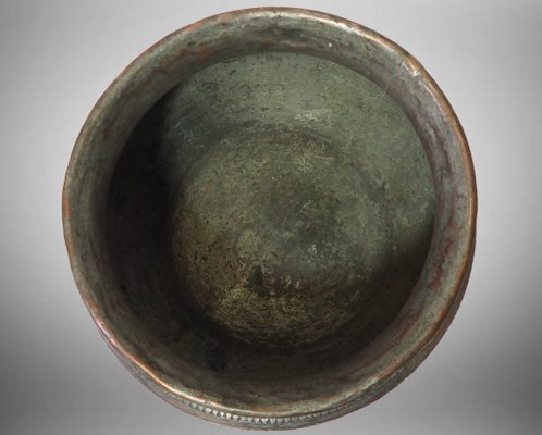 Large Antique Engraved Islamic Tinned Copper Bowl, 1890s-UZN-1400969