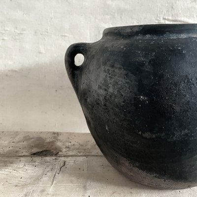 Large Antique Folk Black Ceramic Pot, Balkans-ITU-1795602