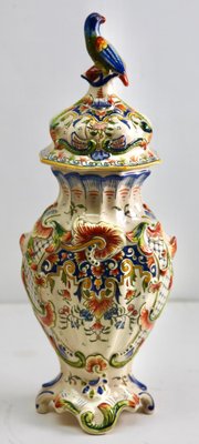 Large Antique French Hand-Painted Vase from Rouen-MJY-1343303