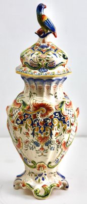 Large Antique French Hand-Painted Vase from Rouen-MJY-1343303