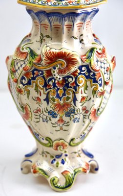 Large Antique French Hand-Painted Vase from Rouen-MJY-1343303