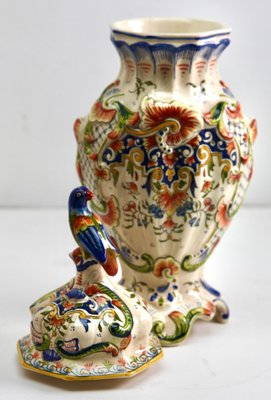 Large Antique French Hand-Painted Vase from Rouen-MJY-1343303