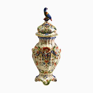 Large Antique French Hand-Painted Vase from Rouen-MJY-1343303