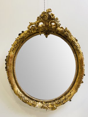 Large Antique French Louis XVI Gilded Wood Mirror-LA-1336693